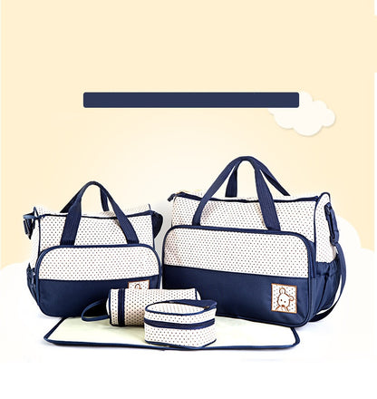 ママバッグに最適｜防水オックスフォード 大容量マザーズバッグ5点セット（ショルダー対応）