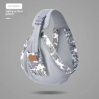 ダークグレーの装着イメージが伝わる商品ビジュアル（リングスリング・抱っこ紐）
