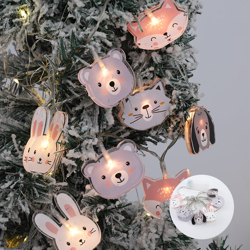 アクリル動物LEDストリングライト 点灯 ルームデコ使用例
