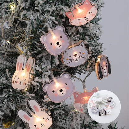 アクリル動物LEDストリングライト 点灯 ルームデコ使用例
