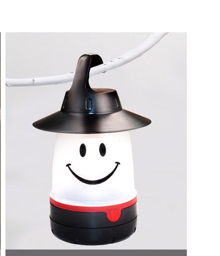 スマイルLEDランタン ブラック 単体 取っ手付き 置き型ライト
