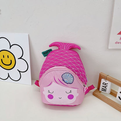 キッズ マーメイド柄 ミニリュック ナイロン素材 23×25×8cm 刺繍ワンポイント 4カラー