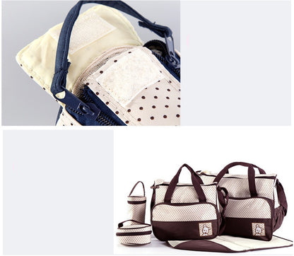 ママバッグに最適｜防水オックスフォード 大容量マザーズバッグ5点セット（ショルダー対応）