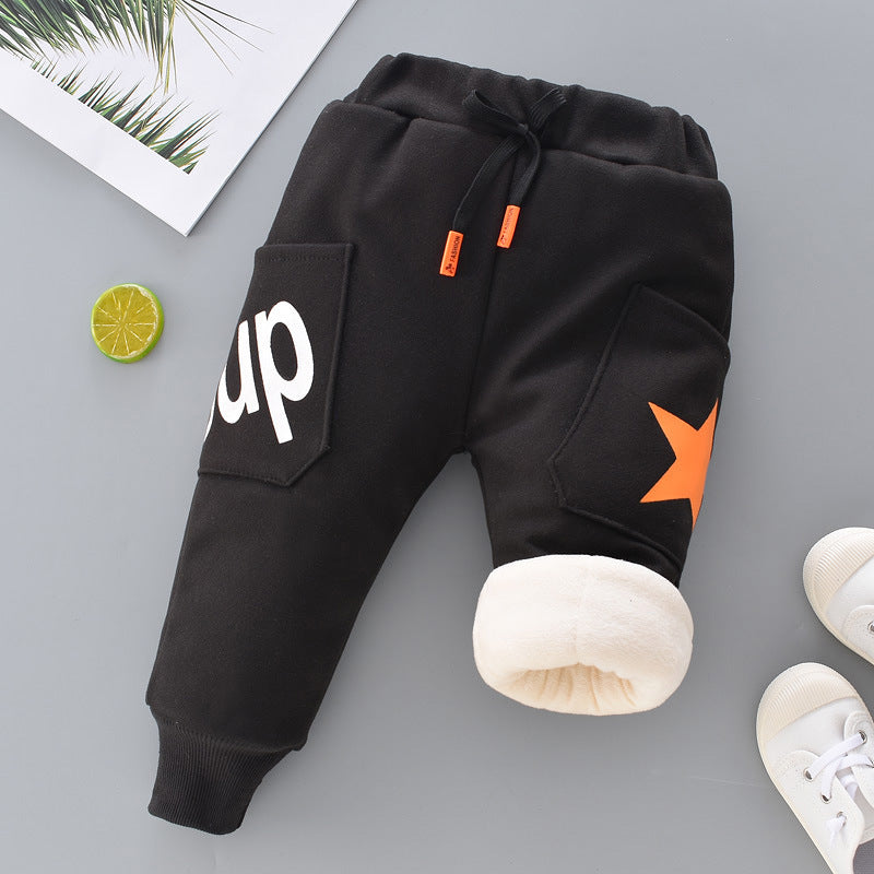 無地デザインのキッズ冬用パンツ
