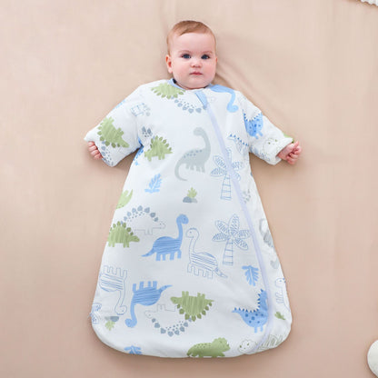 袖付き80cm丈スリーパーのフロントジッパー部分のアップ写真
