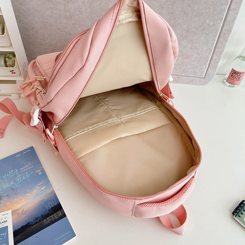 小学生向け 大容量ナイロン通学リュック 29×13×43cm 20L以下・通気メッシュ背面・ハートメッシュポケット 10バリエーション