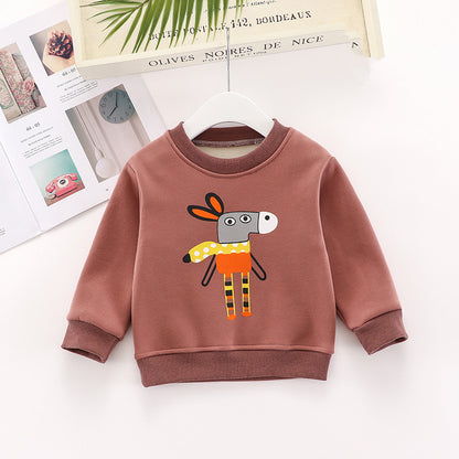 ロバ柄プリント入り韓国風長袖トレーナーをハンガーにかけた写真
