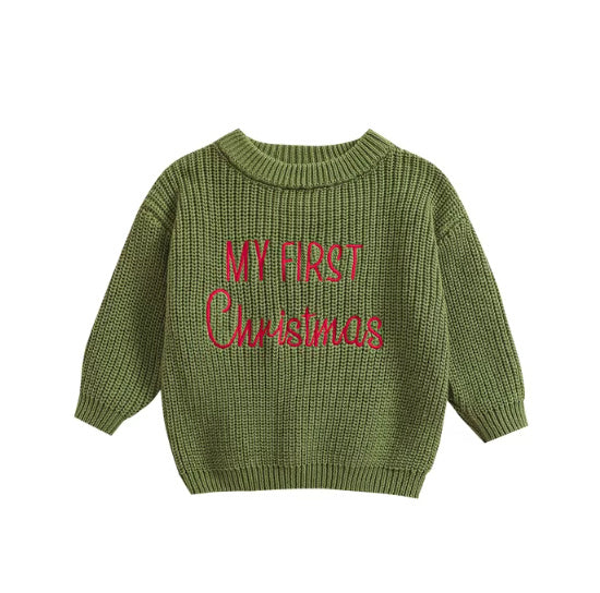 グリーンカラーのコットンセーター
