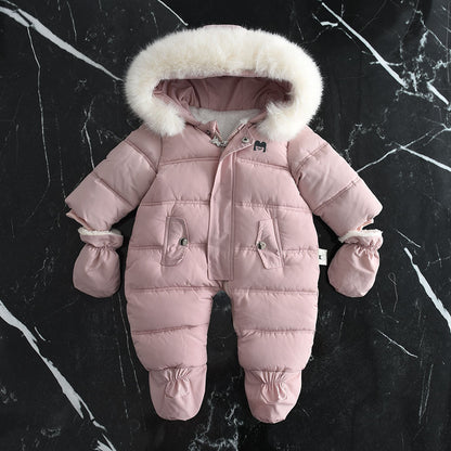 袖口リブ仕様で冷気を防ぐベビー中綿アウター
