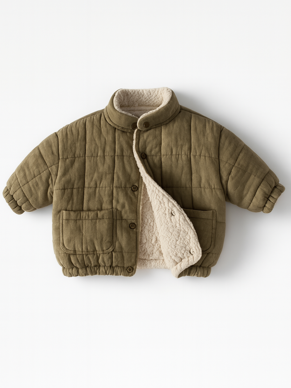 ほどよくゆとりのあるシルエットのキルティングキッズアウター
