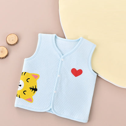 ブルーカラーの爽やかな印象のベビーコットンベスト
