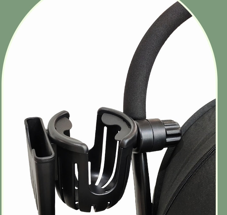 ベビーカーカップホルダー スマホホルダー一体型｜ABSクランプ固定 ドリンク対応（ブラック・2カラー）