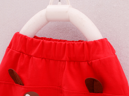 汗ばむ季節もさらっと快適な 男の子ノースリーブトップス＆ショートパンツセット ボーダー×パンダプリント コットン 80~110cm