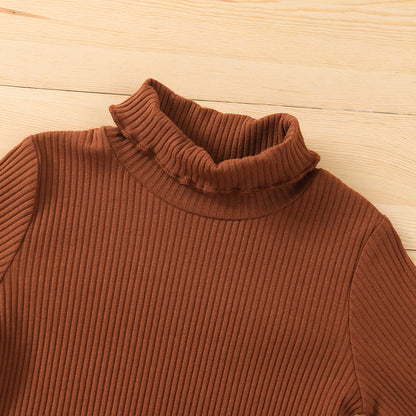 きちんと可愛いが叶う 女の子ハイネックプルオーバー×千鳥格子ジャンパースカート スカートセット コットン 90〜130cm