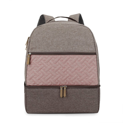 保冷ポケット付きおむつリュック｜ベビーカー取付ストラップ対応 防水オックスフォード 乾湿分離 34×15×44cm