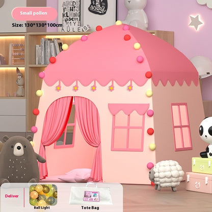 小花柄（ライト付き）キッズ室内テント ピンク 花柄デザイン 商品イメージ 正面
