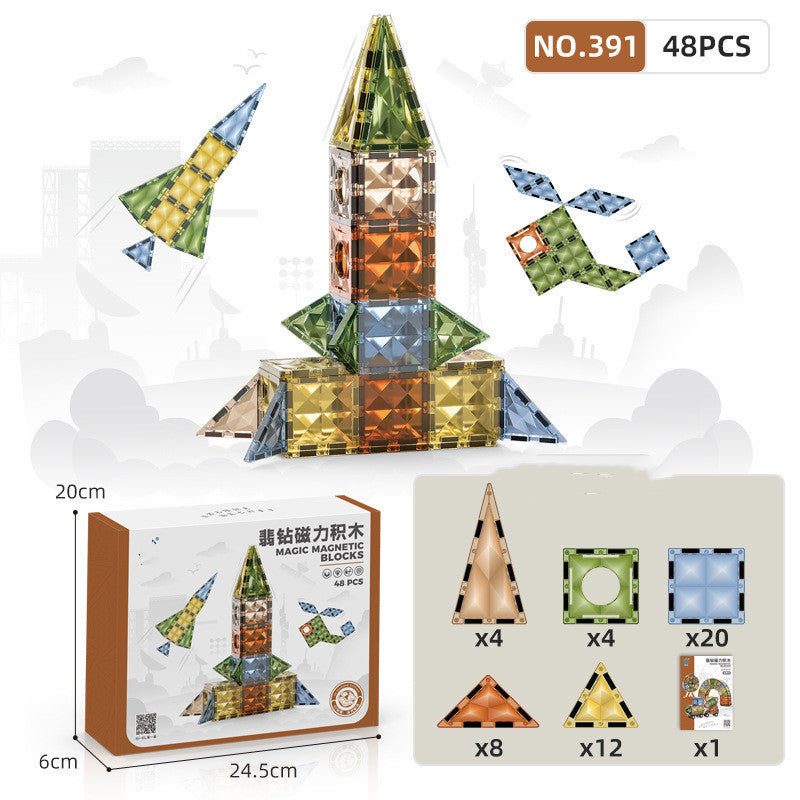 テーブル上に並べられたさまざまな形の4Dドリル面マグネットパネル
