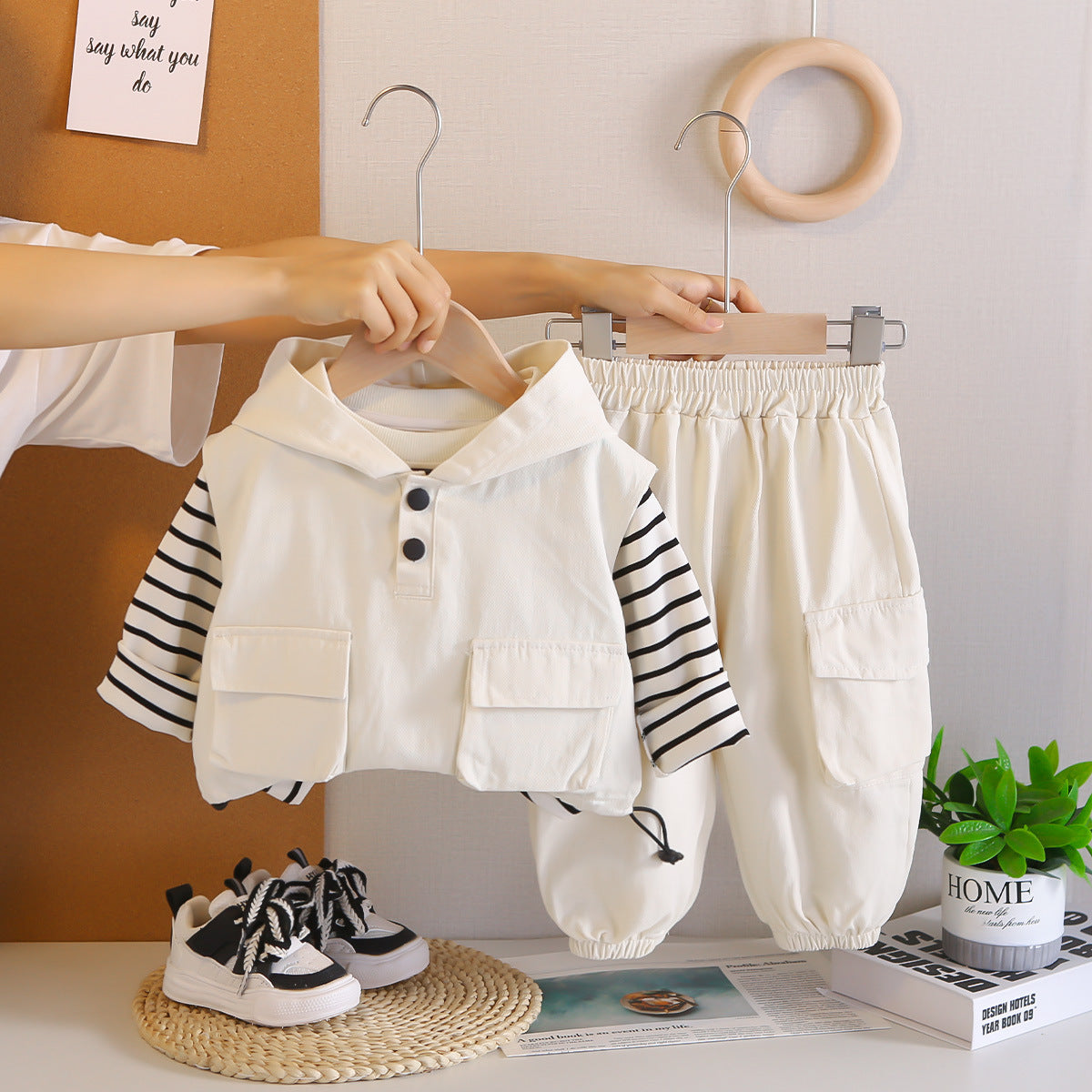 春秋向けコットン素材三点セットの全体構成
