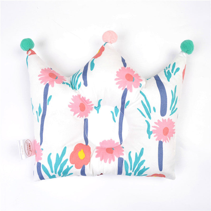 王冠型頭形補正まくら リトルフラワー柄 正面（絶壁防止枕）
