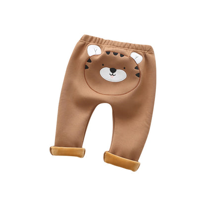 カートゥーン風の動物デザインが並んだ子ども用PPパンツ前面
