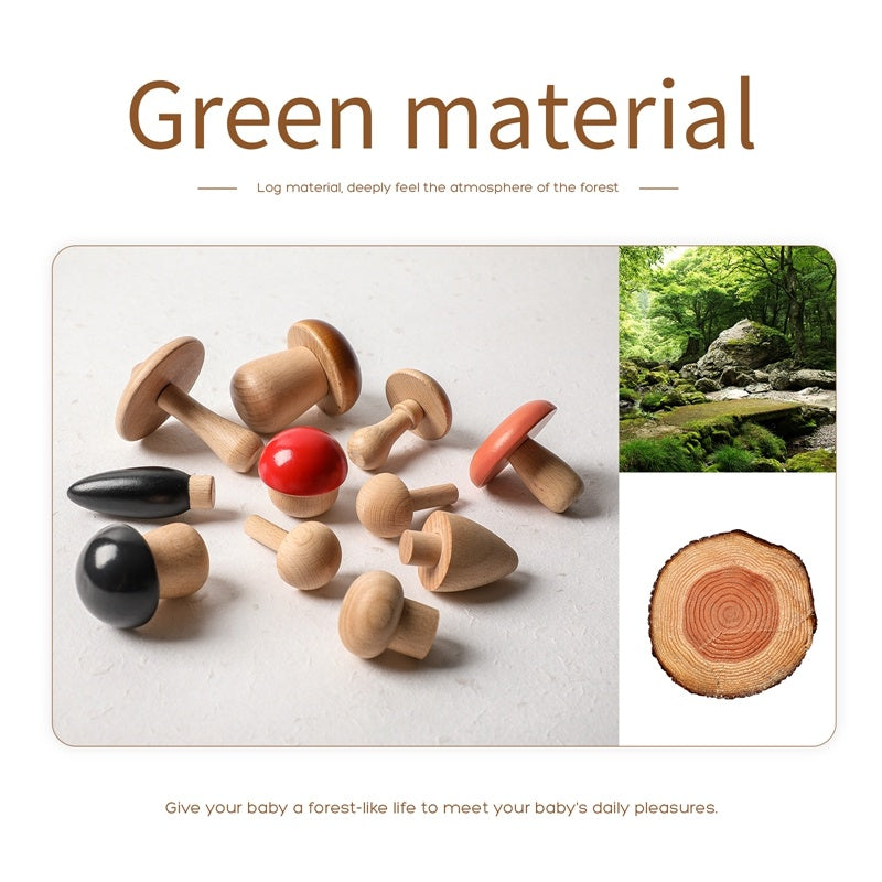 天然木の積み木きのこトイ
