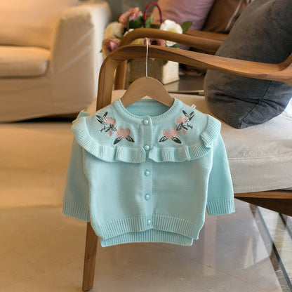 ライトブルーの韓国風ベビーアウター
