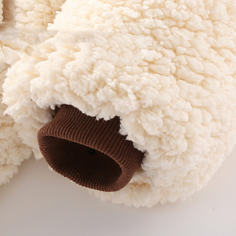 柔らかな起毛コットン生地の質感が伝わるベビー服生地アップ写真
