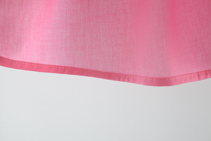 ふんわりティアードとチェック花モチーフが可憐に映える 女の子サスペンダーワンピース コットン素材 73~100cm