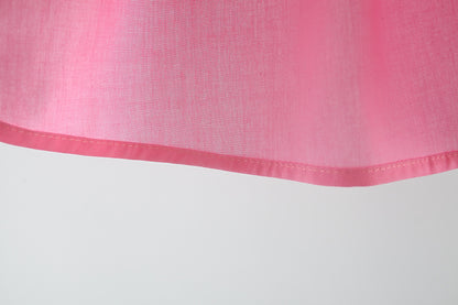 ふんわりティアードとチェック花モチーフが可憐に映える 女の子サスペンダーワンピース コットン素材 73~100cm