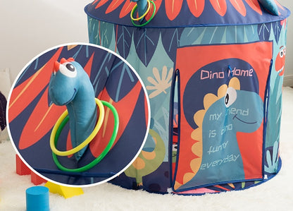 室内に設置した恐竜プレイテントの使用イメージ
