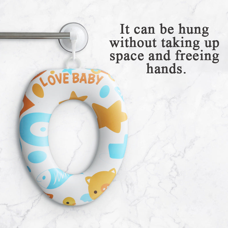 2〜7歳のトイトレが安心して進む ふかふか厚手クッション補助便座 ベビー・キッズ用 便座シート 28×34.5×7.5cm スター柄・ピッグ柄