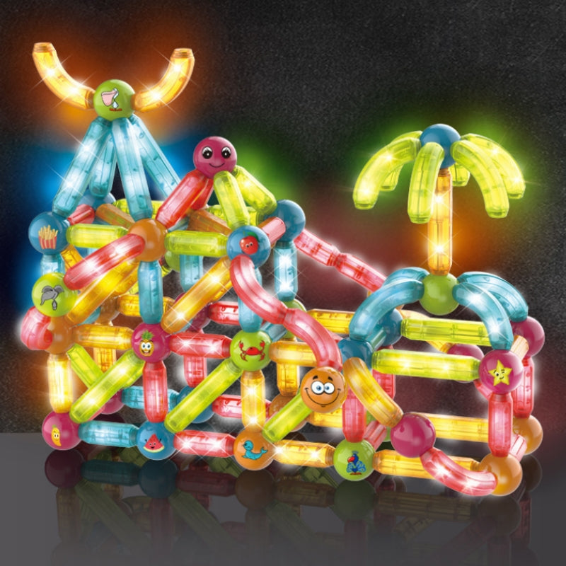 磁気ロッド発光ブロック 大型作品の集合 点灯ディスプレイ イメージ
