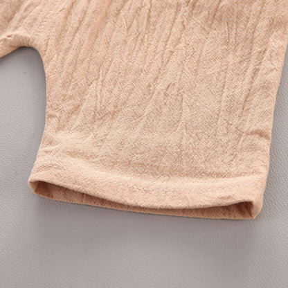 さらっと涼しく夏コーデが決まる 子ども半袖襟付きシャツ上下セット 韓国風フラワー柄 コットン素材 80~110cm