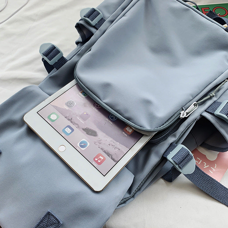 【20〜35L】PCポケット付きナイロン通学バックパック 28×43×12cm｜スクエア縦型で荷物が迷わず整う