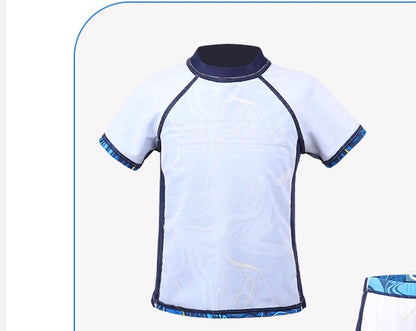 男の子用 半袖ラッシュガード上下セット ブルーグラフィック 110〜155cm セパレート水着