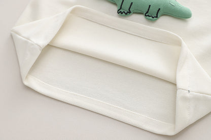 毎日を思いきり遊べる 男の子半袖セットアップ ワニ立体プリント コットン上下セット 80~120cm