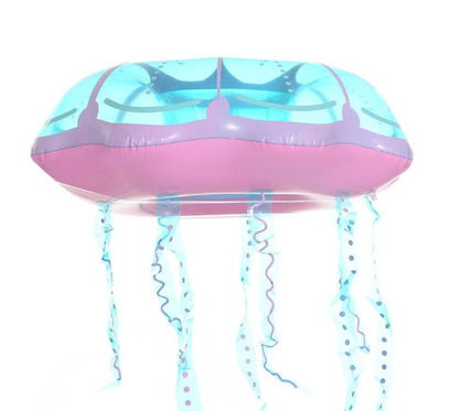 ジュニア向け クリアクラゲ型インフレータブル浮き輪（ピンク×クリアブルー）本体サイズ125 x 40cm エコPVC 0.25mm