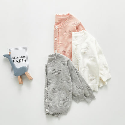 グレーカラーのガーリーベビーニット
