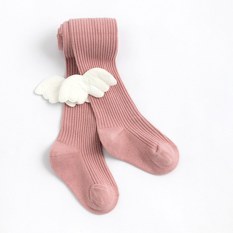 ピンクとカーキのベビータイツセット
