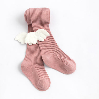 ピンクとカーキのベビータイツセット
