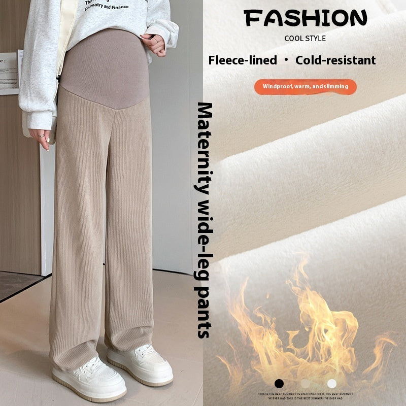 マタニティワイドパンツの商品イメージ　脚のラインを拾いにくいワイドシルエット
