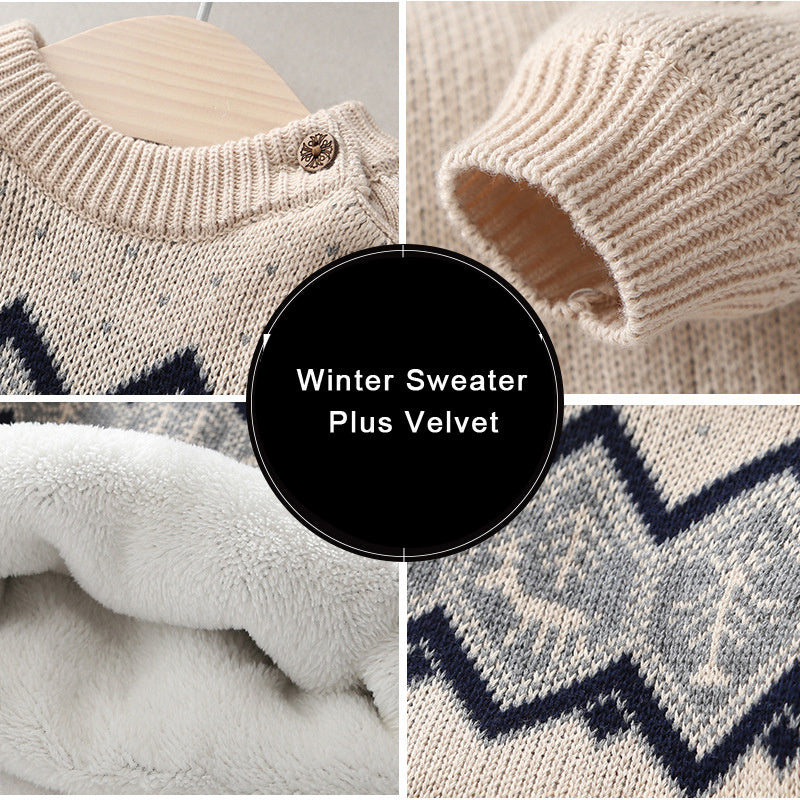 柔らかく暖かいフリース裏地の子供用トップス
