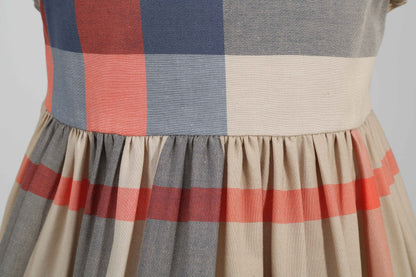 上品マルチチェックで写真映えする 女の子フリル袖ワンピース ピュアコットン 90~140cm