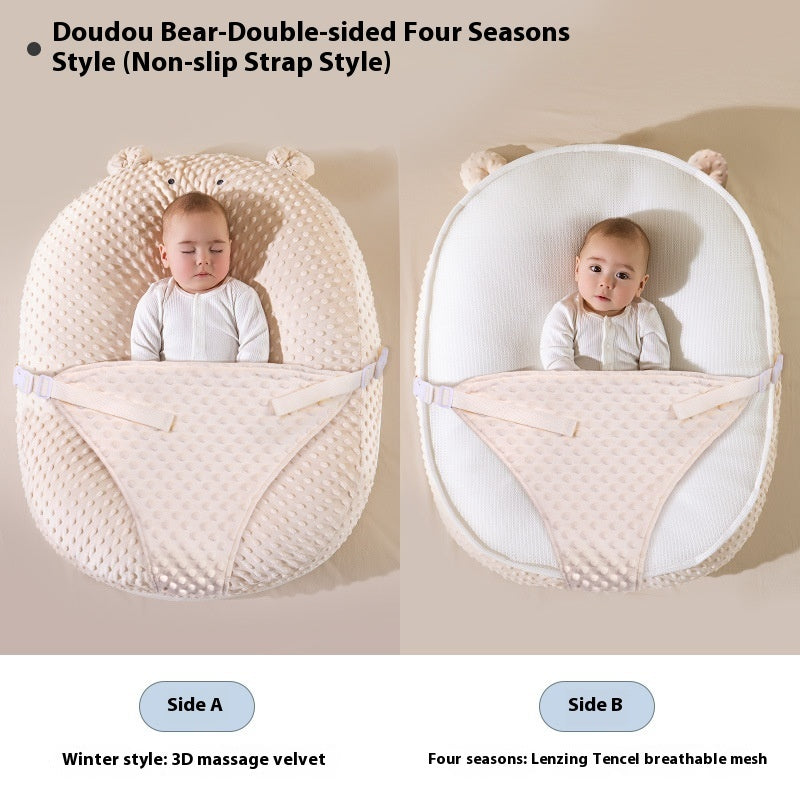 滑り止めストラップ付きベビー傾斜クッション アプリコット（吐き戻し対策クッション）
