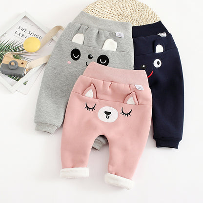 後ろ姿がかわいいアニマル柄デザインの子どもロングパンツ
