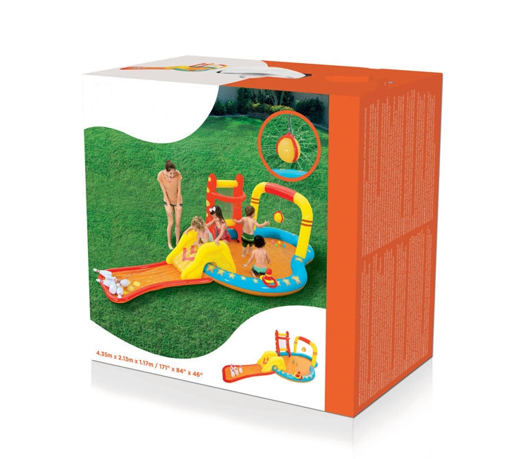 スプリンクラーアーチ＆すべり台付き インフレータブルキッズパドリングプール オーシャンボールスプレー プレイセンター（庭の水あそび用）