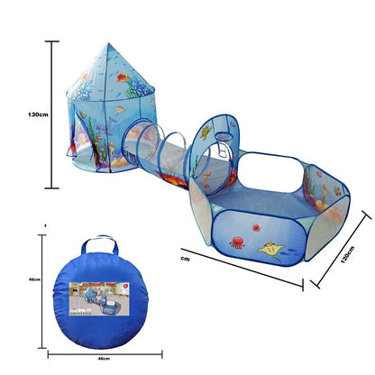 キャッスル3点セット ブルー 収納バッグ付き 商品構成イメージ
