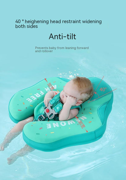 空気入れ不要 ドーナツ型ベビースイムフロート｜40°転倒防止・安全ベルト付き（3〜36ヶ月）