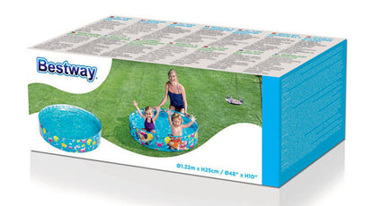 海の生き物柄 キッズパドリングプール 直径122cm x 高さ25cm PVC製 3〜6歳向け コンパクト家庭用プール