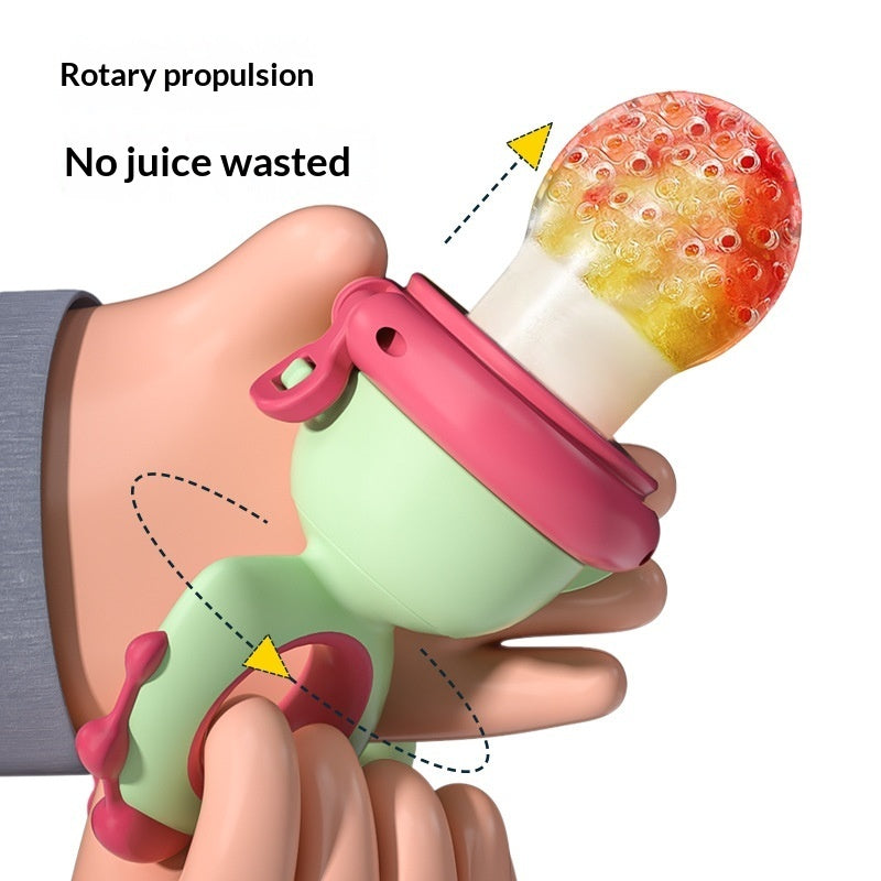 離乳食期の安心・快適 回転プッシュ式フルーツフィーダー ベビー用フードチューブ こぼれにくい設計 PPボディ＋やわらか口当たり S/M/Lニップル対応